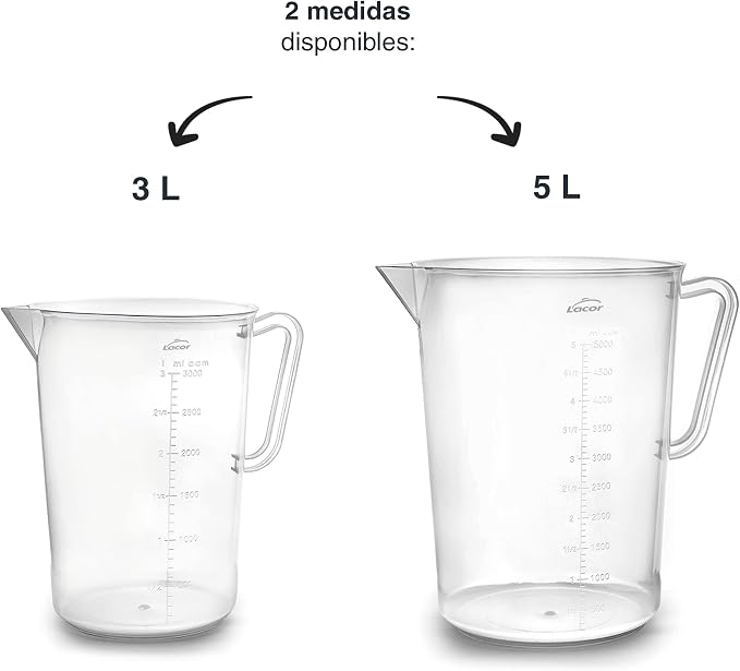 Lacor - 67213 - Measuring Jug, Measuring Cup, Liquid Meter, Polypropylene, BPA Free, 17 cm, 3 L