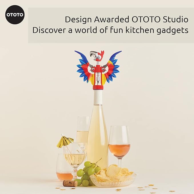 OTOTO Pinot Wine Bottle Opener - Parrot Wing Corkscrews for Gifts, Bottles Manual, Cool Gadgets with Wings, Bar accessories, Corkscrew