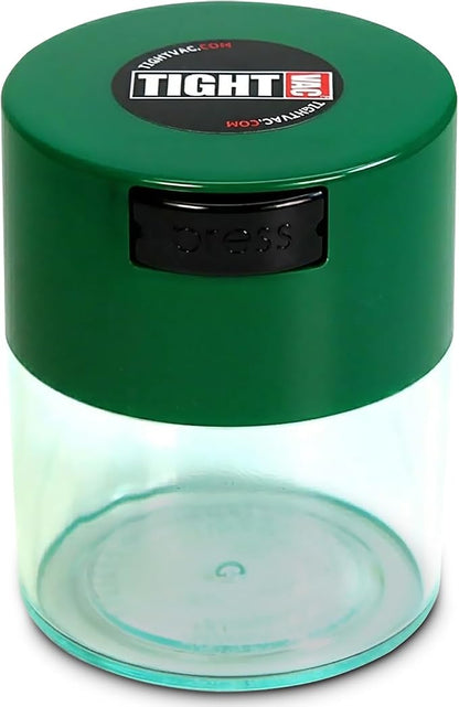 Tightvac - Premium Airtight Herb Storage Container - Holds ½ oz to 3 ounces - Keep Your Herbs and Dry Goods Fresh and Flavorful. Clear Green
