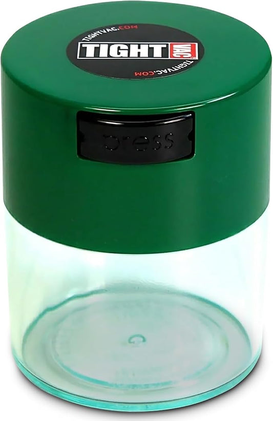 Tightvac - Premium Airtight Herb Storage Container - Holds ½ oz to 3 ounces - Keep Your Herbs and Dry Goods Fresh and Flavorful. Clear Green