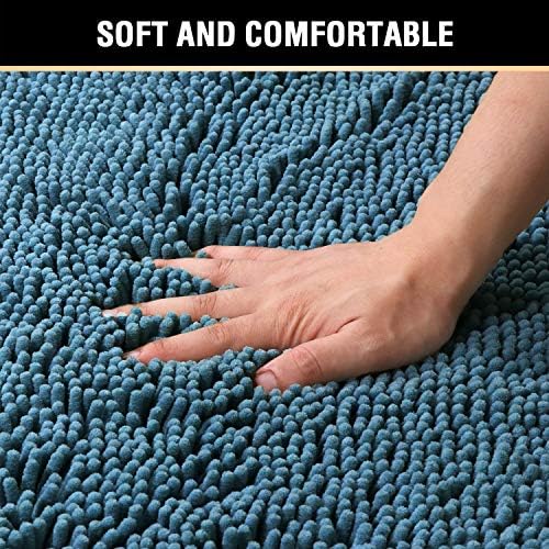 H.VERSAILTEX Bath Mat Bathroom Rug Bath Rugs for Bathroom Non Slip Bath Mats Extra Thick Chenille Rug 17" x 24" Absorbent Soft Shaggy Washable Dry Fast Plush Rugs for Bathtubs - Dark Teal