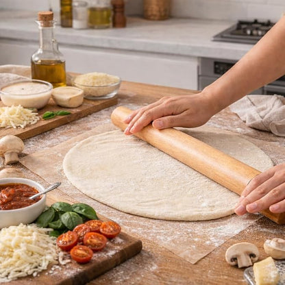 15.75 Inch Straight Rolling Pin – Rustic One-Piece Dough Roller for Baking, Cookies, Pizza Dough, Pie, Fondant & Pastry