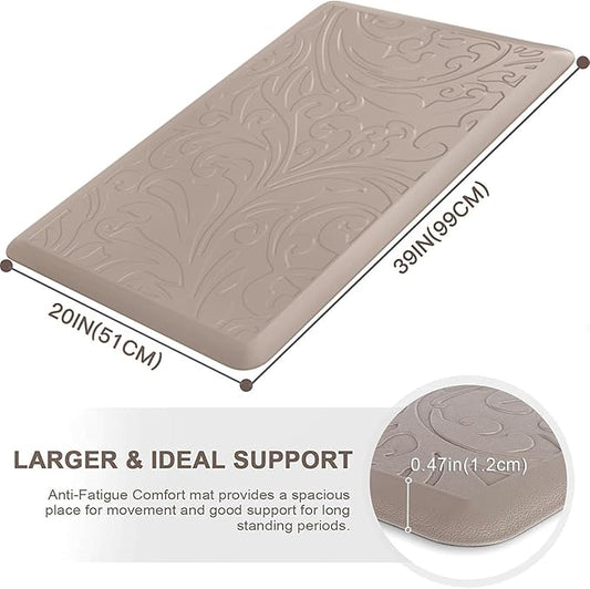 KMAT Kitchen Mat Cushioned Anti-Fatigue Floor Mat Waterproof Non-Slip Standing Mat Ergonomic Comfort Floor Mat Rug for Home,Office,Sink,Laundry,Desk 39"(L) x 20"(W),Khaki