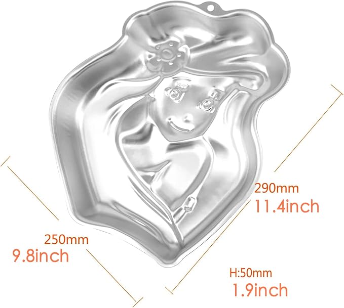 Princess Girl Shaped Birthday Cake Pan, Aluminum 3D Baking Mould Tin