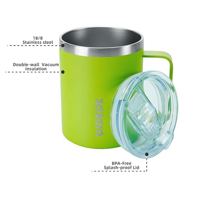 BJPKPK 2 pcs Insulated Coffee Mug, 14oz Insulated Tumbler with Lid, Stainless Steel Coffee Cups with Splash Proof Lid-Green