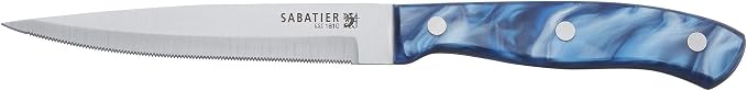 Sabatier 6- Piece Triple Rivet Stainless Steel Kitchen Knife Set, Razor-Sharp Kitchen Knife to Cut Fruit, Vegetables and more, High-Carbon Stainless Steel, Blue Acrylic Handles