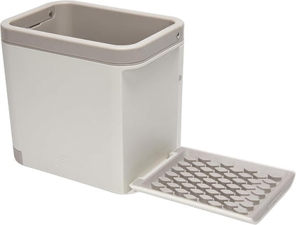 CLOROX KeptClean Kitchen Sink Organizer – Space-Saving Organization of Dish Soap, Scrub Brushes, and Dish Towels, Fold-Down Shelf for Sponges and Jewelry, Drainage Tray – Almond Cream