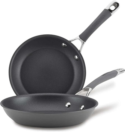 Circulon Radiance Hard Anodized Nonstick Frying Pan, Dishwasher Safe, Oven Safe Skillet Set, Frying Pan Cookware Set, 2-Piece, Gray