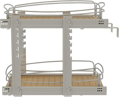 Rev-A-Shelf 2 Tier Pull Out Kitchen Cabinet Storage Organizer with Solid Bottom & Undermount Soft-Close Full Extension Slides, 54BK-12SC-2-1