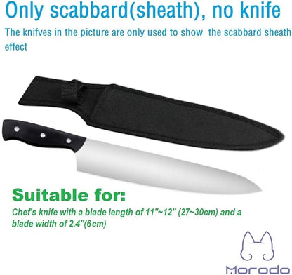 11"~12" Chef Knife Scabbard Sheath (Black Nylon)