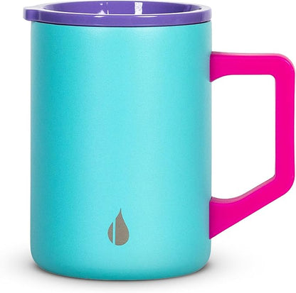 Elemental Insulated Coffee Mug - Triple-Wall Stainless Steel Summit Travel Cup for Hot and Cold Drinks - Thermal Coffee Mug with Lid and Handle for Camping, Office & Trave 16oz - Blue Tie Dye