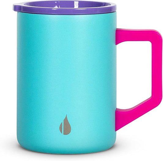 Elemental Insulated Coffee Mug - Triple-Wall Stainless Steel Summit Travel Cup for Hot and Cold Drinks - Thermal Coffee Mug with Lid and Handle for Camping, Office & Trave 16oz - Blue Tie Dye