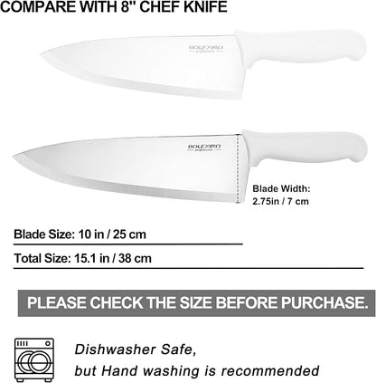 10 inch Japanese High Carbon Stainless Steel Chef Knife, Professional Sharp Wide Cook Knife with Non-slip Ergonomic Handle, for Kitchen Home Restaurant (White)