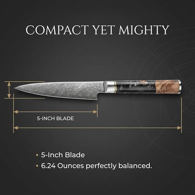 Tidal Black - 5" Utility Knife - Damascus