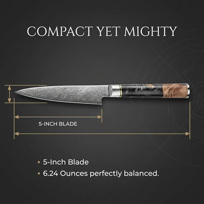 Tidal Black - 5" Utility Knife - Damascus