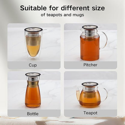 Gute 2 Pack Tea Infusers for Loose Tea, Food Grade Silicone and 304 Stainless Steel Extra Fine Mesh Tea Strainer for Tea, Coffee, Teapots, Mugs