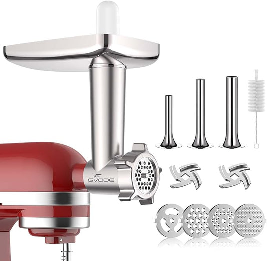 Metal Meat Grinder Attachment for KitchenAid Stand Mixer, Meat Grinder for Kitchen Aid Includes 4 Grinding Plates, 3 Sausage Stuffer Tubes, 2 Grinding Blades, Food Grinder Attachment for KitchenAid