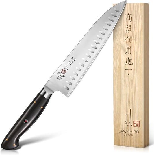 Professional Chef Knife, 9.5" Handcrafted Japanese Chef Knife for Efficient Kitchen, Japan High Carbon Alloy Steel Gyuto Knife with Hollow Blade, Premium Rosewood Handle, Cooking Gift for Men Women