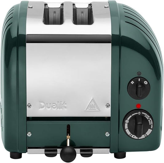 Dualit Classic 2 Slice NewGen Toaster - Stainless Steel - Hand Built in the UK - Replaceable ProHeat elements - Defrost Bread - Mechanical Timer - Evergreen Classic Toaster