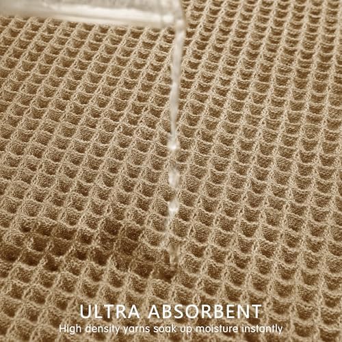 SUBRTEX Waffle Braided Bath Mat, 24" x 36" Soft Waffle Bath Rugs, Absorbent Non Slip Bathrooom Mats, Machine Washable Area Rug for Bathroom, Quick Dry, Khaki