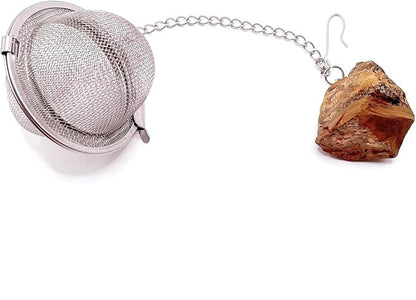 Crystal Tea Infuser, Raw Amethyst Rose Quartz Green Aventurine Tiger Eye Red Agate Tea Strainer, Tea Steeper Gemstone Gift for Tea Lovers, LuckLoves (Tiger Eye)