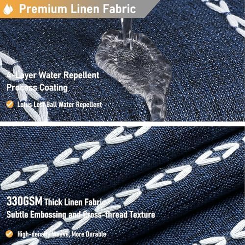 BTTN 72x96 Extra Long Boho Linen Heavy Duty Shower Curtain Set, Navy Blue