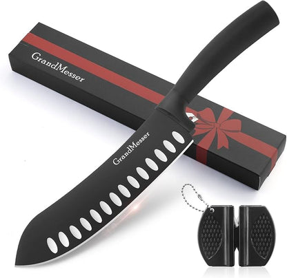 Butcher Breaking Knife, 7 inch Bullnose Knife, Black Titanium Nitride Coated, High Carbon German Stainless Steel, Ergonomic Non-slip Handle, with Gift Box