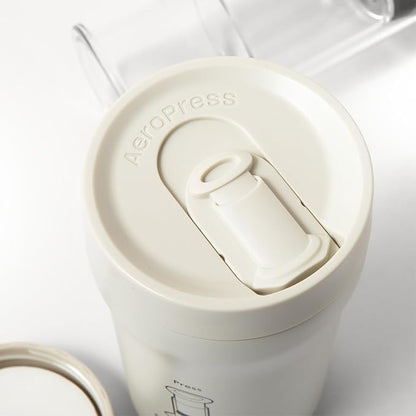 AeroPress Go Plus, Small Portable Coffee Maker Kit, Travel, Camping & Office, All-in-One French Press, Pour-Over & Espresso Style Manual Brewer, 2 Min Brew for Less Bitterness, More Flavor, Cream