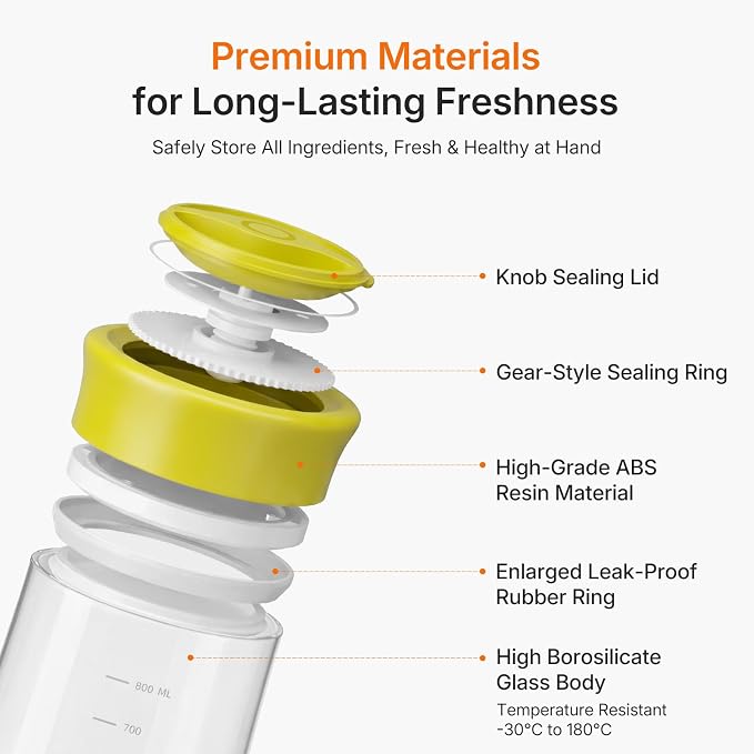 Airtight Glass Jar with Rotary Lid, 27oz Borosilicate Food Storage Jar with Measurement Marks, Wide Mouth Pantry Canister for Coffee Beans, Oats, Rice, Sugar, Snack, Sourdough Starter, Flour