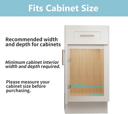 LOVMOR Pull Out Cabinet Organizer with Wooden Handle, 16½" W x 21½"Heavy Duty Cabinet Drawers Shelves Slide Out Organizer for Kitchen, Pantry