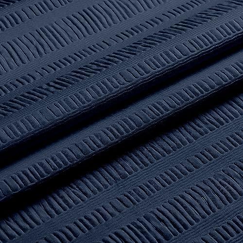 Aiyufeng Moga Navy Blue Fabric Shower Curtains for Bathroom - Blue Hotel Spa Polyester Cloth Bath Curtain with 12 Holes, 72x72, Machine Washable, Navy Blue