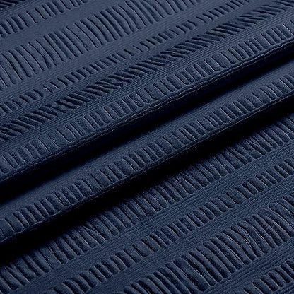 Aiyufeng Moga Navy Blue Fabric Shower Curtains for Bathroom - Blue Hotel Spa Polyester Cloth Bath Curtain with 12 Holes, 72x72, Machine Washable, Navy Blue