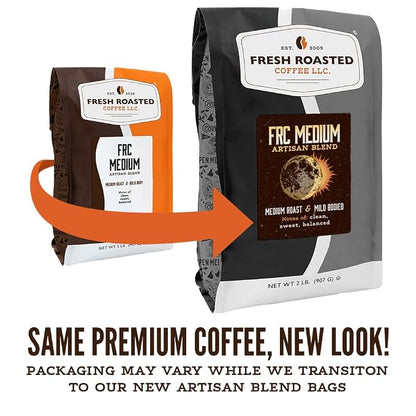 Fresh Roasted Coffee, FRC Medium Roast Blend Whole Bean Coffee, Medium Roast, Kosher, 12 oz