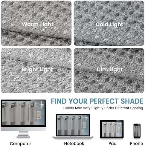 EUTXL Heavyweight No Hook Shower Curtain with Liner, Grey, 36x74