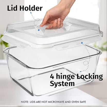 6500 ML / 220 oz / 28 Cup LARGE Glass Food Storage Container with Airtight Locking Lid. Ideal Storing food, Vegetables, Fruits. Baking Casserole, Lasagna, Roasting Turkey, Chicken BPA Free Oven Safe