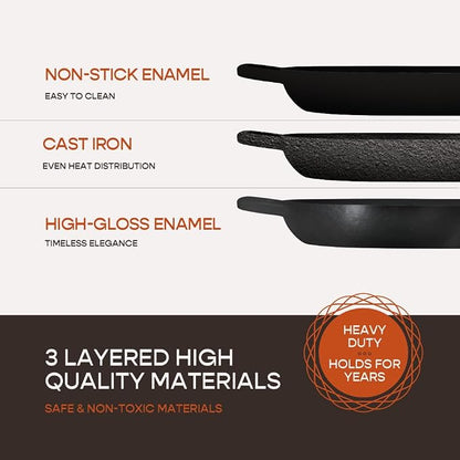 Krustic Enameled Cast Iron Dutch Oven for Professional Sourdough Bread Baking | 5.5 Quart Loaf Size Oval Cookware Pot with Lid | Triple-Layer Enamel Coating Pan with Non Stick Silicone Mat | Black