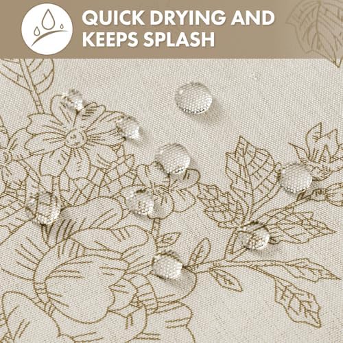 Extra Long Beige Floral Shower Curtain W72*L84 Inches Long