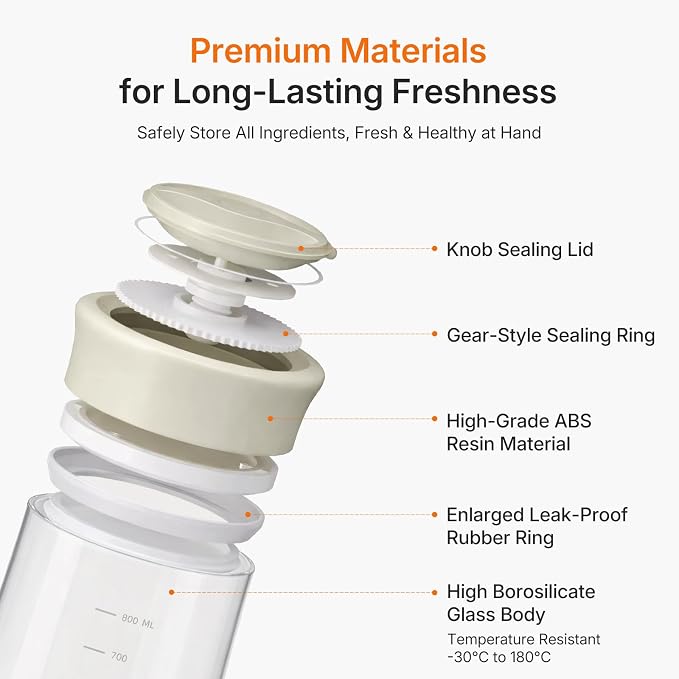 Upgraded Rotary Airtight Glass Jar with Lid, Borosilicate Coffee Storage Container, 800ml/27oz Stackable Pantry Organizer for Coffee Beans Grounds, Pasta, Flour, Nuts, Sugar, Candy, Snack