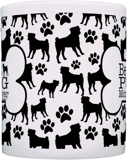 ThisWear Dog Owner Gifts Best Pug Mom Ever Paw Pattern Gift 11oz Ceramic Coffee Mug with Handle