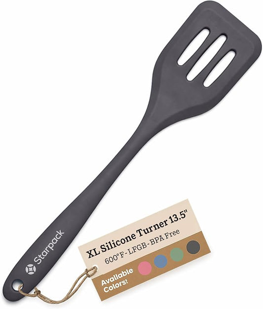 Starpack 'Head Turner' XL Premium Silicone Turner and Slotted Spatula - 13.5" Turner Spatula High Heat Resistant to 600°F - Silicone Slotted Spatulas for Cooking - Non Stick Rubber Turner Spatulas