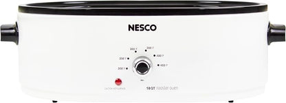 NESCO MWR18‑14 Electric Roaster Oven for Family‑Size Meals, White 18‑Quart Countertop Roaster with Adjustable Temperature Control
