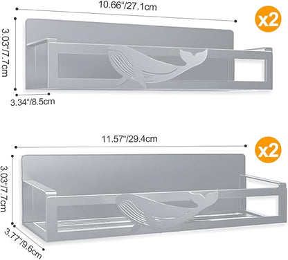 Magnetic Spice Rack for Refrigerator, 4 Pack Metal Magnetic Shelf Organizer for Fridge Side, Strong Spice Storage Rack for Kitchen, Gray