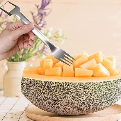 3 Packs 2-in-1 Watermelon Fork Slicer Fruit Cutter, Stainless Steel Watermelon Cutter Artifact, Watermelon Cut ter Slicer Tool Fruit Forks Sli cer Knife Kitchen Gadgets