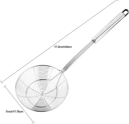 Tenta tenta kitchen Solid Stainless Steel Spider Strainer Skimmer Ladle for Cooking and Frying, Kitchen Utensils Wire Strainer Pasta Strainer Spoon. (7 inch 1pc)