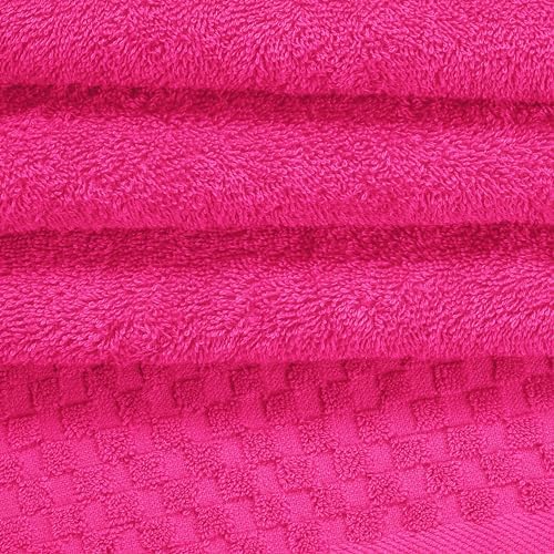 MyOwn Ultra Soft 3 Pack Cotton Towel Set, Contains a Bath Towels 28x55 inch, a Hand Towels 16x24 inch & a Wash Coths 12x12 inch, Ideal Everyday use, Compact & Lightweight - Hot Pink