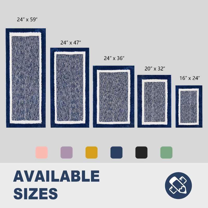 CozeCube Navy Blue Bath Mat 24"x16" Non Slip Washable Rug