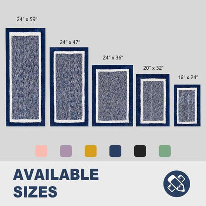 CozeCube Navy Blue Bath Mat 32"x20" Non Slip Washable Rug