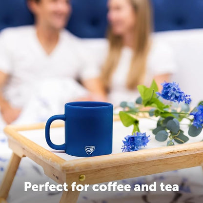 Silipint 16oz Silicone Coffee Mug – Unbreakable Dishwasher Safe Microwave Oven & Freezer Compatible Travel Mug – Non-Toxic Reusable Cup for Hot Coffee Tea or Cold Drinks, Classic Blue - Pack of 2