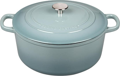 EDGING CASTING Enameled Dutch Ovens Cast Iron Dutch Oven Pot with Lid for Bread Baking, Cook, Dual Handle, 5.5 Quart, Seasalt