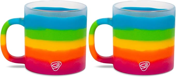 Silipint 16oz Silicone Coffee Mug – Unbreakable Dishwasher Safe Microwave Oven & Freezer Compatible Travel Mug – Non-Toxic Reusable Cup for Hot Coffee Tea or Cold Drinks, Prism - Pack of 2